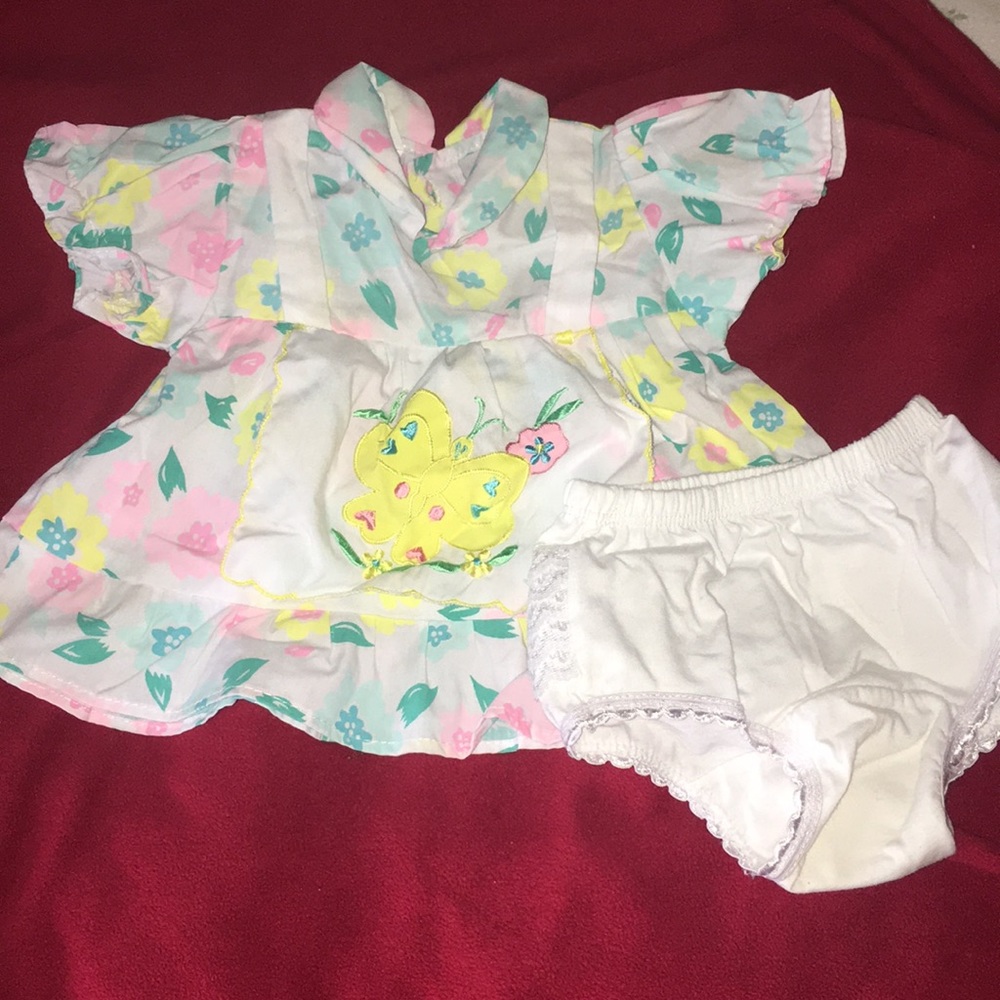 Vintage butterfly 2 piece dress